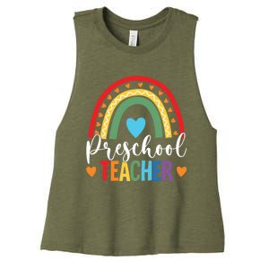 Preschool Rainbow Fun Back To School Preschool PreK Teacher Gift Women's Racerback Cropped Tank