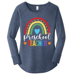 Preschool Rainbow Fun Back To School Preschool PreK Teacher Gift Women's Perfect Tri Tunic Long Sleeve Shirt