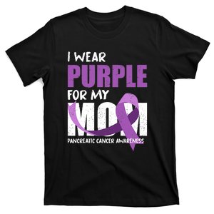 Purple Ribbon Fighter Mom Funny Pancreatic Cancer Awareness T-Shirt