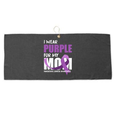 Purple Ribbon Fighter Mom Funny Pancreatic Cancer Awareness Large Microfiber Waffle Golf Towel