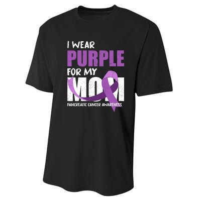 Purple Ribbon Fighter Mom Funny Pancreatic Cancer Awareness Performance Sprint T-Shirt