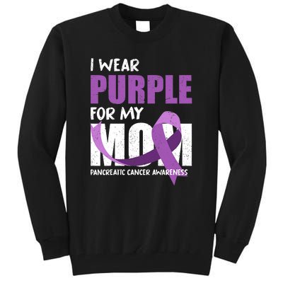 Purple Ribbon Fighter Mom Funny Pancreatic Cancer Awareness Tall Sweatshirt