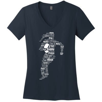 Proud Rugby Girls Gift Women Rugby Player Women's V-Neck T-Shirt