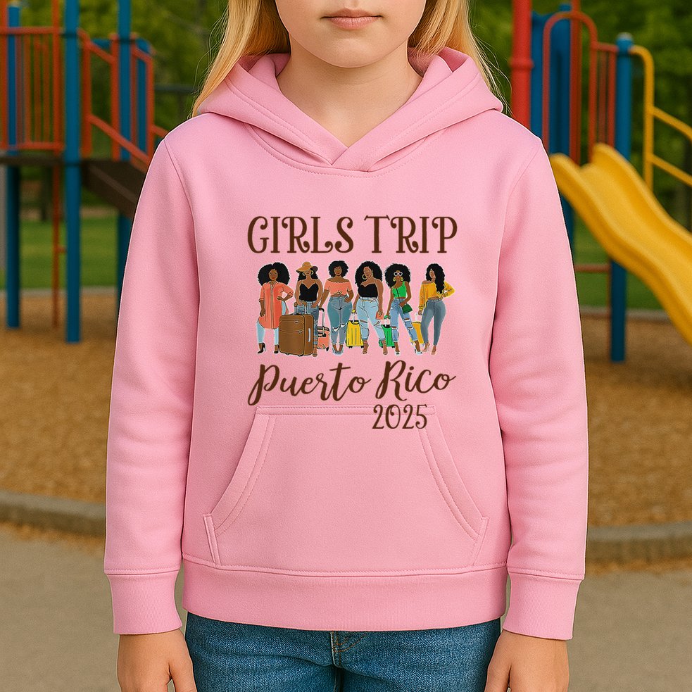 Puerto Rico Girl Trip 2025 Kids Hoodie