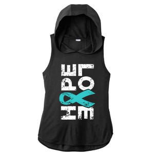 Ptsd Ribbon Great Gift Teal Ribbon Tal Health Awareness Ladies PosiCharge Tri-Blend Wicking Draft Hoodie Tank