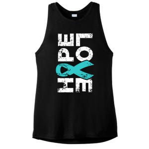 Ptsd Ribbon Great Gift Teal Ribbon Tal Health Awareness Ladies PosiCharge Tri-Blend Wicking Tank