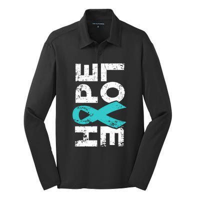 Ptsd Ribbon Great Gift Teal Ribbon Tal Health Awareness Silk Touch Performance Long Sleeve Polo