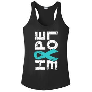 Ptsd Ribbon Great Gift Teal Ribbon Tal Health Awareness Ladies PosiCharge Competitor Racerback Tank