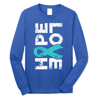 Ptsd Ribbon Great Gift Teal Ribbon Tal Health Awareness Long Sleeve Shirt