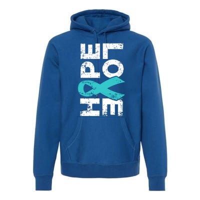 Ptsd Ribbon Great Gift Teal Ribbon Tal Health Awareness Premium Hoodie