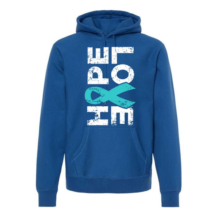 Ptsd Ribbon Great Gift Teal Ribbon Tal Health Awareness Premium Hoodie