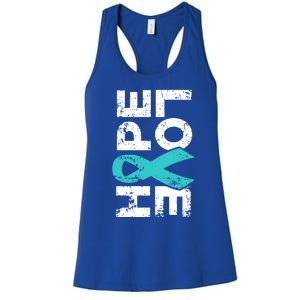 Ptsd Ribbon Great Gift Teal Ribbon Tal Health Awareness Women's Racerback Tank