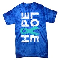 Ptsd Ribbon Great Gift Teal Ribbon Tal Health Awareness Tie-Dye T-Shirt