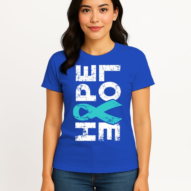 Ptsd Ribbon Great Gift Teal Ribbon Tal Health Awareness Womens T-Shirt