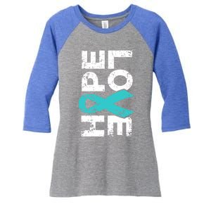 Ptsd Ribbon Great Gift Teal Ribbon Tal Health Awareness Women's Tri-Blend 3/4-Sleeve Raglan Shirt