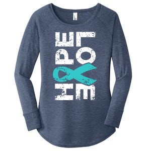 Ptsd Ribbon Great Gift Teal Ribbon Tal Health Awareness Women's Perfect Tri Tunic Long Sleeve Shirt