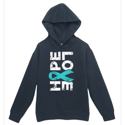 Ptsd Ribbon Great Gift Teal Ribbon Tal Health Awareness Urban Pullover Hoodie