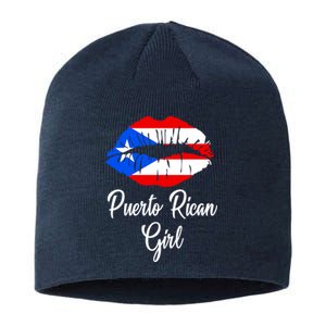 Puerto Rican Girl - Pride Puerto Rico Boricua Girl Lips Sustainable Beanie