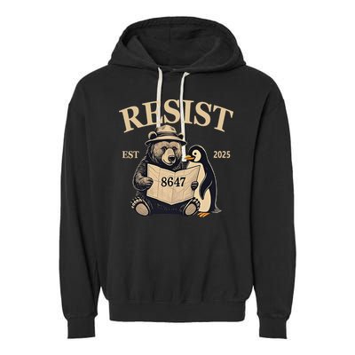 Penguin Resist Graphic Vintage Arctic Protest Garment-Dyed Fleece Hoodie