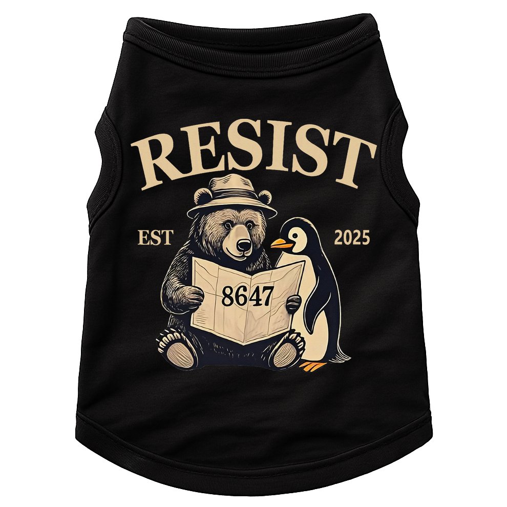 Penguin Resist Graphic Vintage Arctic Protest Doggie Tank