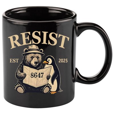 Penguin Resist Graphic Vintage Arctic Protest 11oz C Handle Ceramic Mug