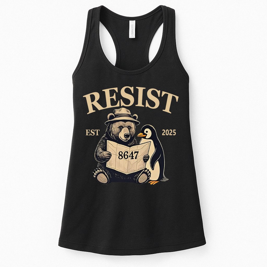 Penguin Resist Graphic Vintage Arctic Protest Womens Tank Top