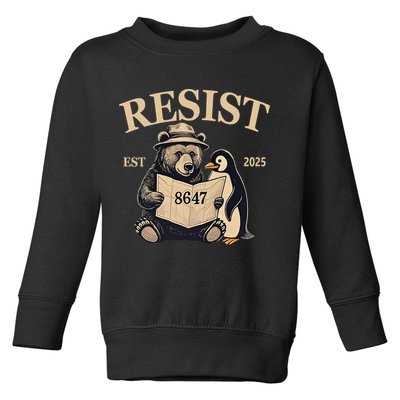 Penguin Resist Graphic Vintage Arctic Protest Toddler Sweatshirt