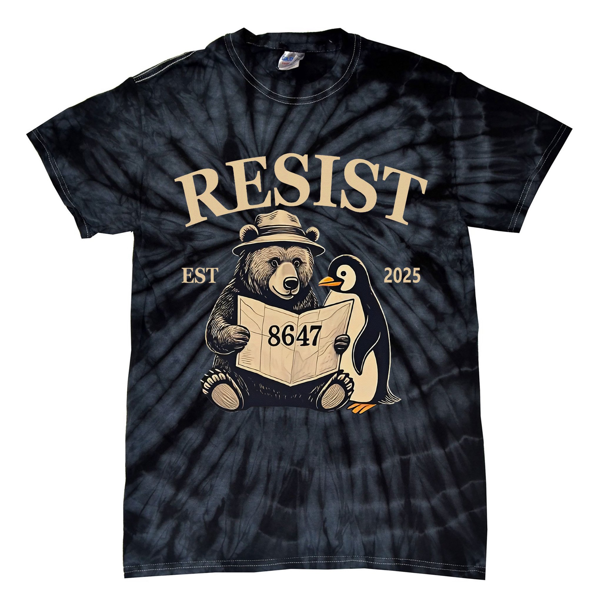 Penguin Resist Graphic Vintage Arctic Protest Tie-Dye T-Shirt