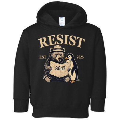 Penguin Resist Graphic Vintage Arctic Protest Toddler Hoodie