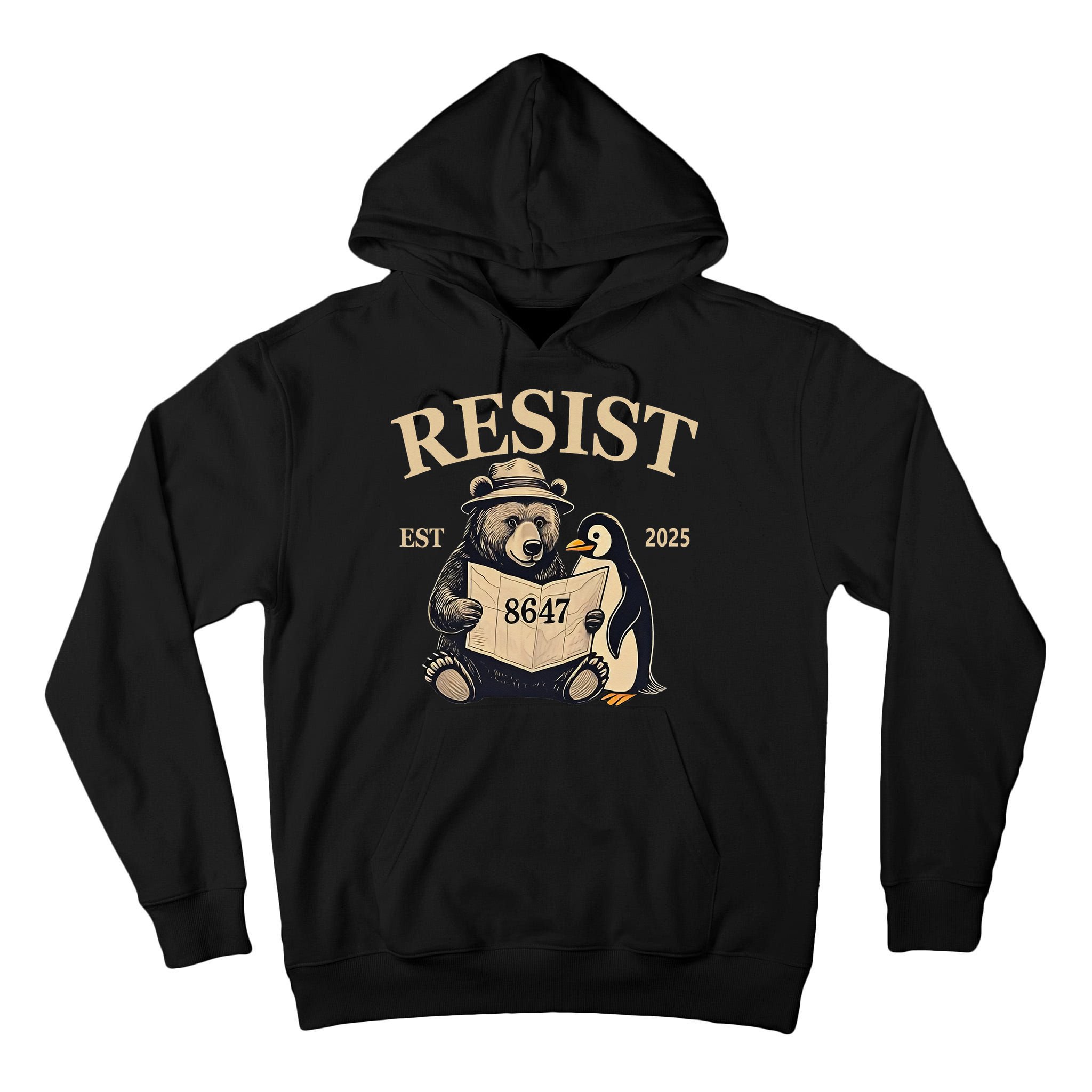 Penguin Resist Graphic Vintage Arctic Protest Tall Hoodie