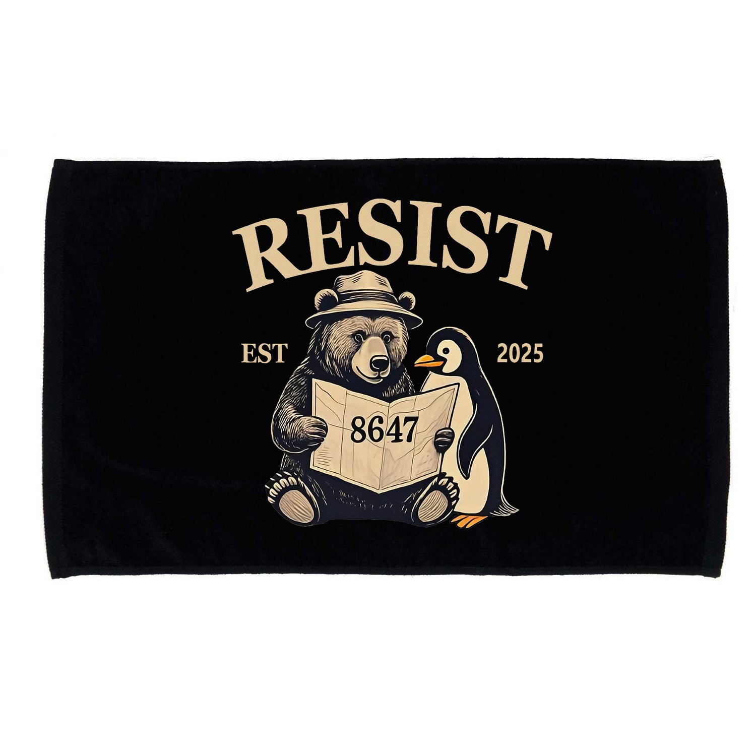 Penguin Resist Graphic Vintage Arctic Protest Microfiber Hand Towel