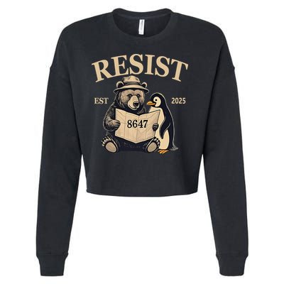 Penguin Resist Graphic Vintage Arctic Protest Cropped Pullover Crew