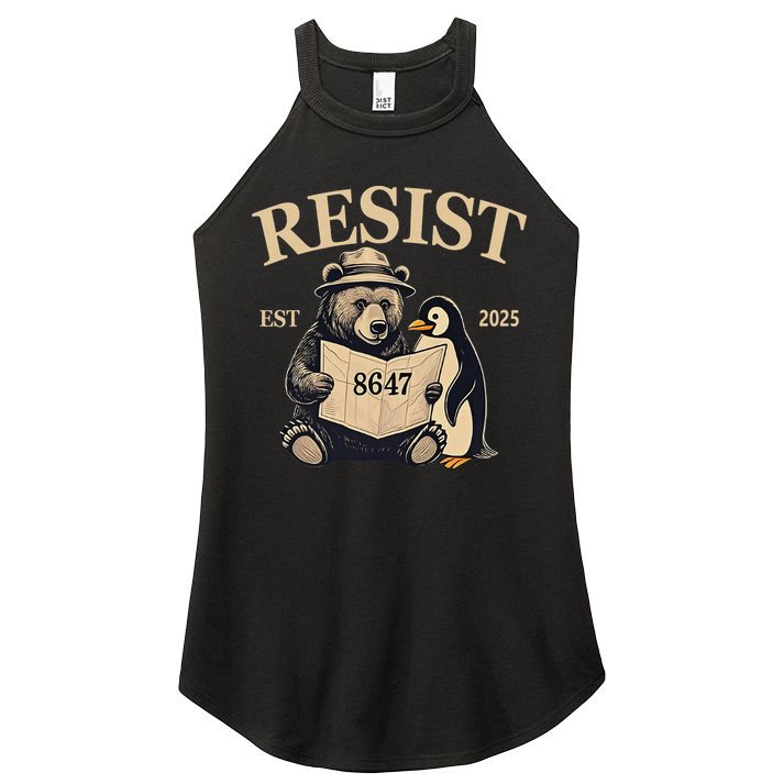 Penguin Resist Graphic Vintage Arctic Protest Women's Perfect Tri Rocker Tank
