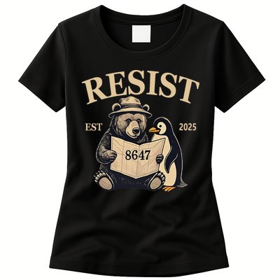 Penguin Resist Graphic Vintage Arctic Protest Womens T-Shirt