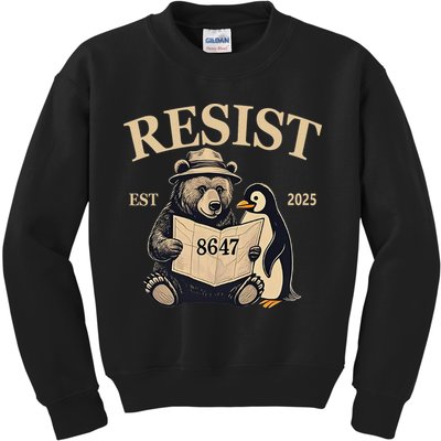 Penguin Resist Graphic Vintage Arctic Protest Kids Sweatshirt