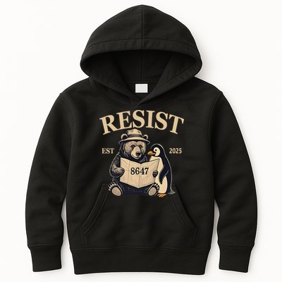 Penguin Resist Graphic Vintage Arctic Protest Kids Hoodie