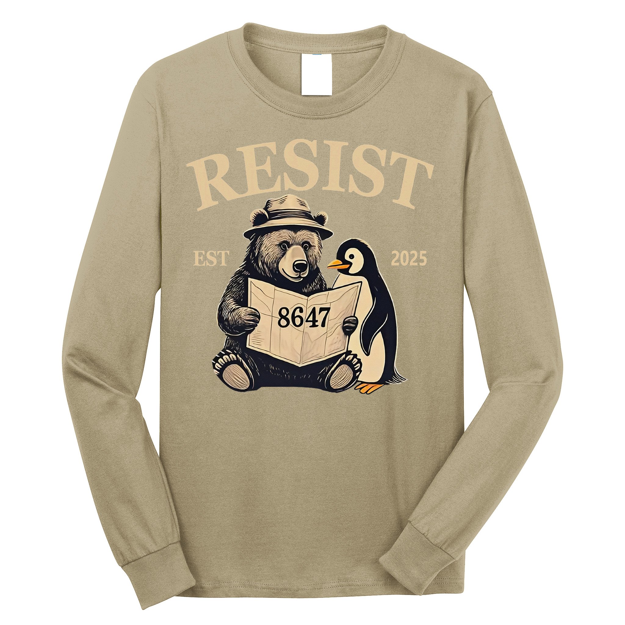 Penguin Resist Graphic Vintage Arctic Protest Long Sleeve Shirt
