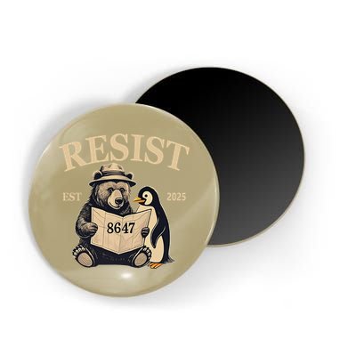 Penguin Resist Graphic Vintage Arctic Protest Magnet