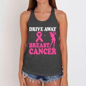 Pink Ribbon Golfing Golf Drive Away Breast Cancer Cute Gift Women's Knotted Racerback Tank