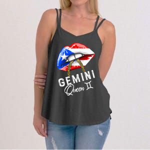 Puerto Rico Gemini Queen May June Zodiac Cute Birthday Flag Women's Strappy Tank