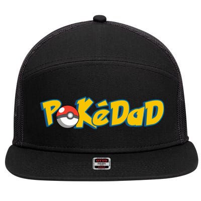 Pokedad Retro Gift For Dad 7 Panel Mesh Trucker Snapback Hat