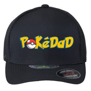 Pokedad Retro Gift For Dad Flexfit Unipanel Trucker Cap