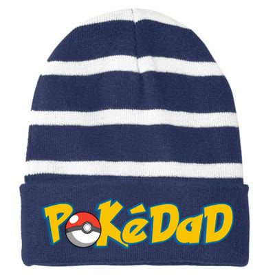 Pokedad Retro Gift For Dad Striped Beanie with Solid Band