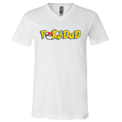 Pokedad Retro Gift For Dad V-Neck T-Shirt