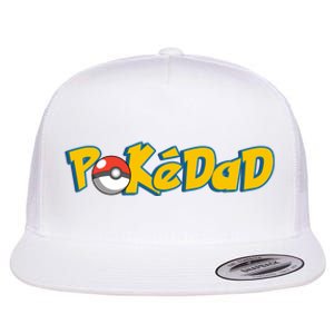 Pokedad Retro Gift For Dad Flat Bill Trucker Hat