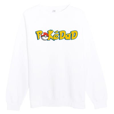 Pokedad Retro Gift For Dad Premium Crewneck Sweatshirt