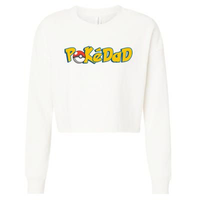 Pokedad Retro Gift For Dad Cropped Pullover Crew