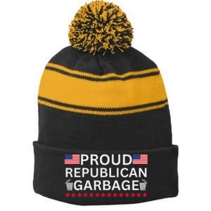 Proud Republican Garbage Support Election Graphic Stripe Pom Pom Beanie