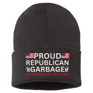 Proud Republican Garbage Support Election Graphic Sustainable Knit Beanie