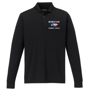 Puerto Ricans Harris 2024 Boricua For Harris Waltz Performance Long Sleeve Polo